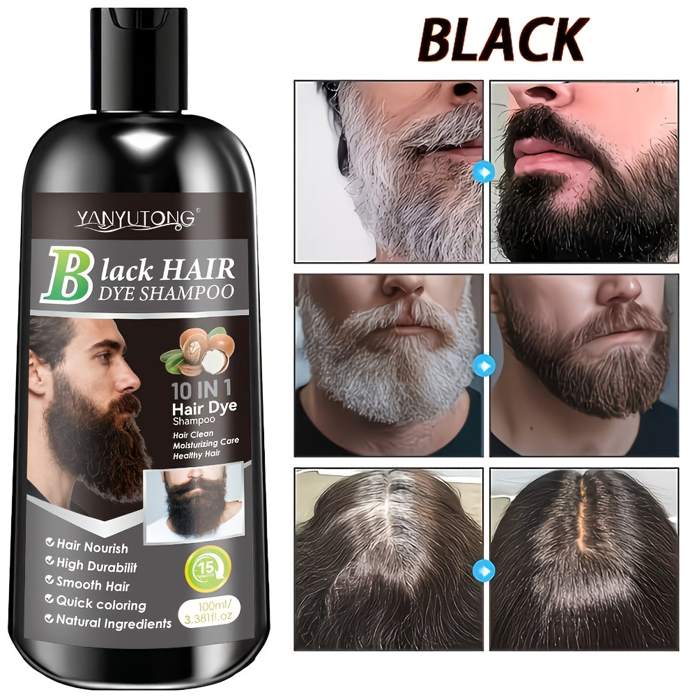 Shampoo for Beard And Hair Coloring | Made with Natural Plant Dyes, Soft on The Scalp, Quick Gray Coverage - Available in 3 Shades (Black, Dark Brown, Chestnut Brown) | Perfect Present for Halloween, Christmas, And Valentine'S Day