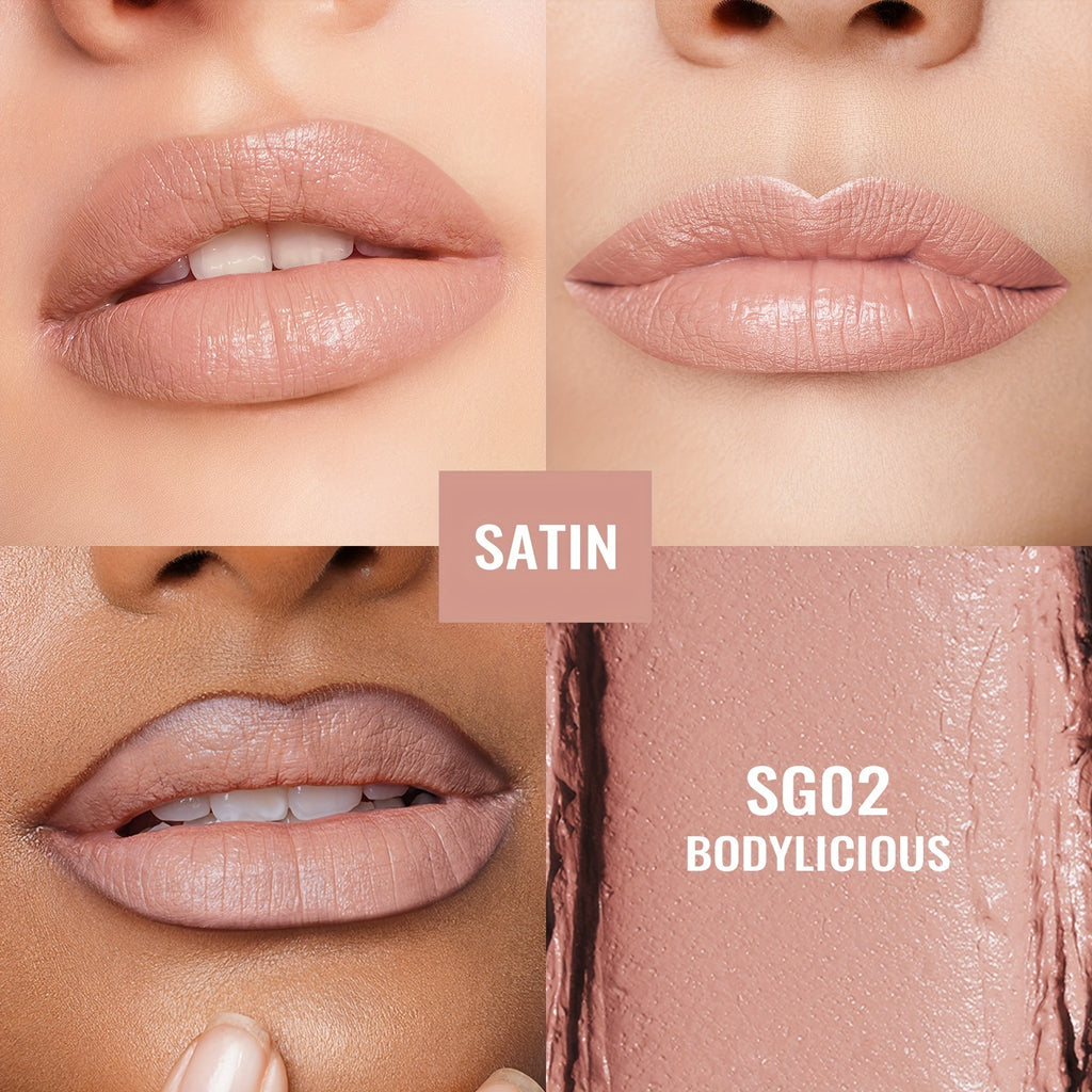 [Nude Satin Finish] Oulac Nude Satin Finish Lipstick Set - Lightweight, Moisturizing, Full Coverage - Valentine's Day Gift for Women