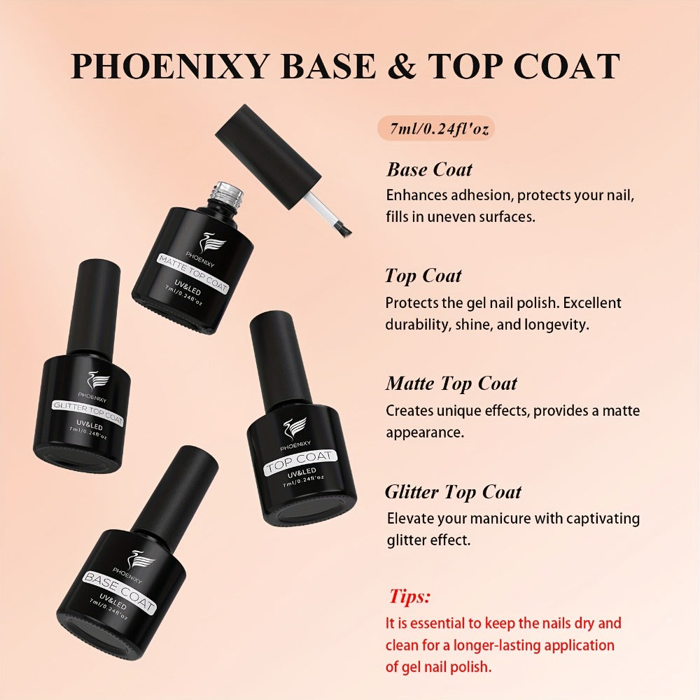 PHOENIXY 61pcs Gel Nail Polish Kit with U V Light, 40 Colors Gel Nail Polish Set Manicure Starter Gel Nail Kit Base Top Coat Gifts for Women