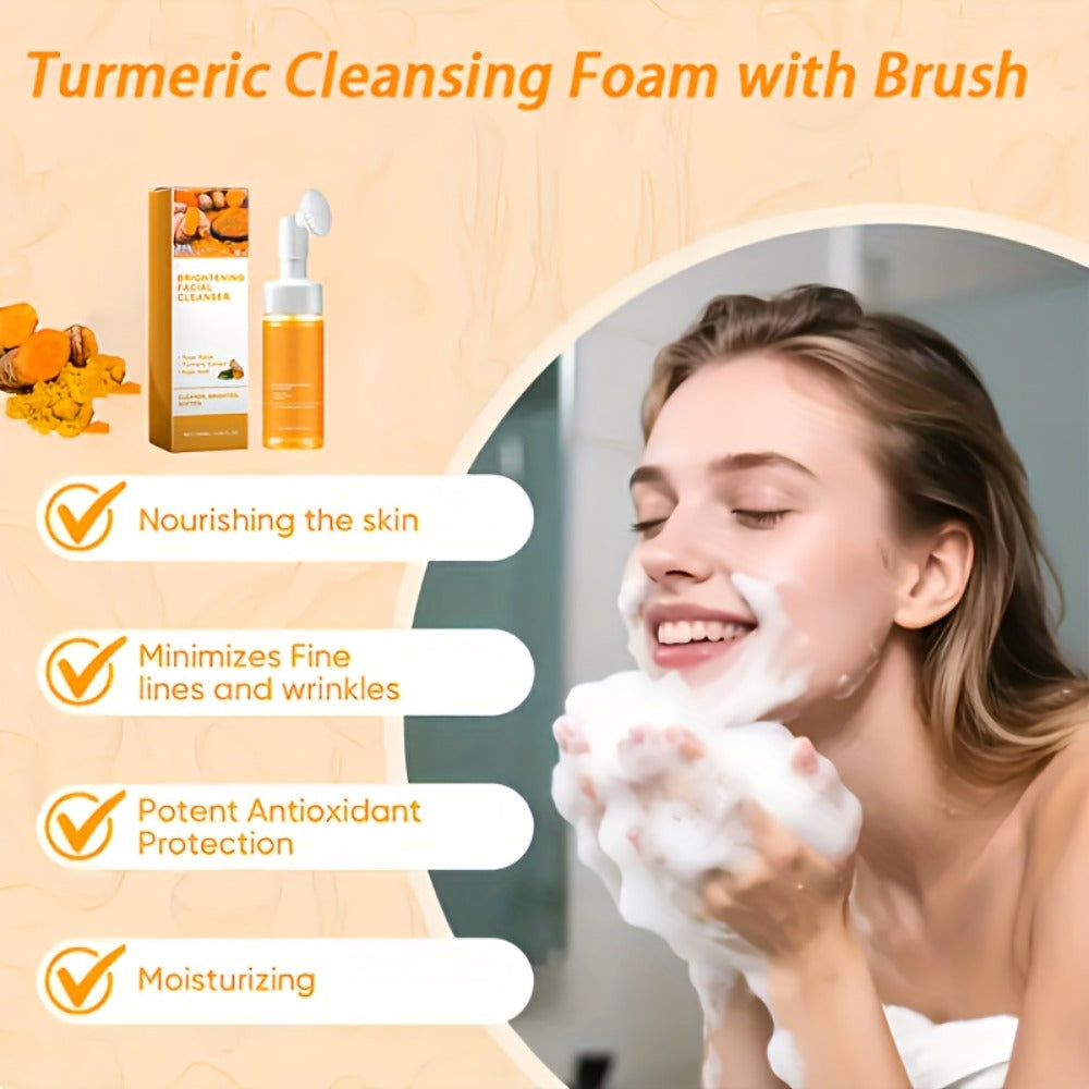 2pcs Turmeric Skincare Facial Cleanser, Controls Oil, Refines Pores, Deeply Cleanses The Face, Moisturizes The Skin, Gently Balances Oil, Rich in Kojic Acid And Turmeric, Suitable for Both Men And Women, The Best Christmas Gift, Travel-Friendly