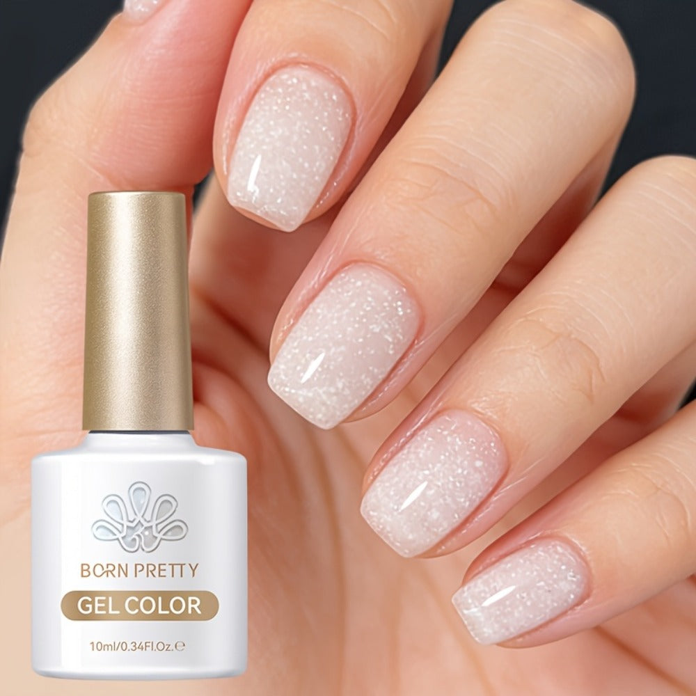 BORN PRETTY 0.34oz Snowflakes Pink Gel Nail Polish Jelly Color Sequins Soak Off Semi Permanent Gel Nails Art Gel Varnish DIY Christmas Nails