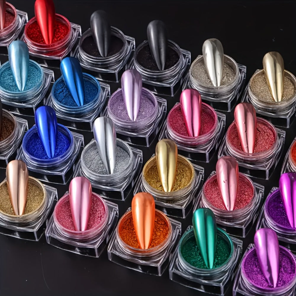 Nail Powder Set 36 Colors Chrome Holographic Glitter Nail Art Pigment Dust Kit for Gel Nails Acrylic Manicure Decoration