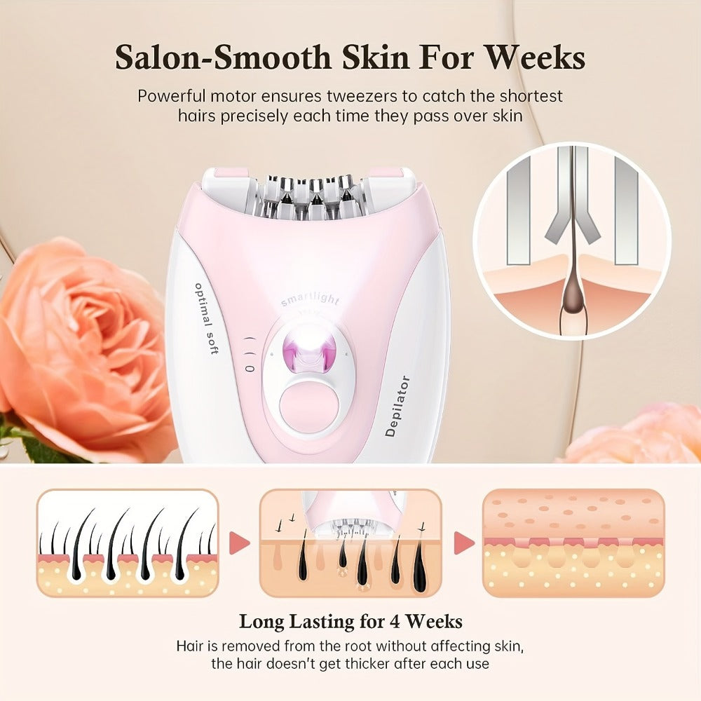 HATTEKER Women' 2-Speed Rechargeable Electric Epilator & Portable Hair Remover with USB-Powered, Stainless Steel Blades & Ergonomic Design for Painless Shaving - Suitable for Legs, Bikini, Face Epilation, Shaver