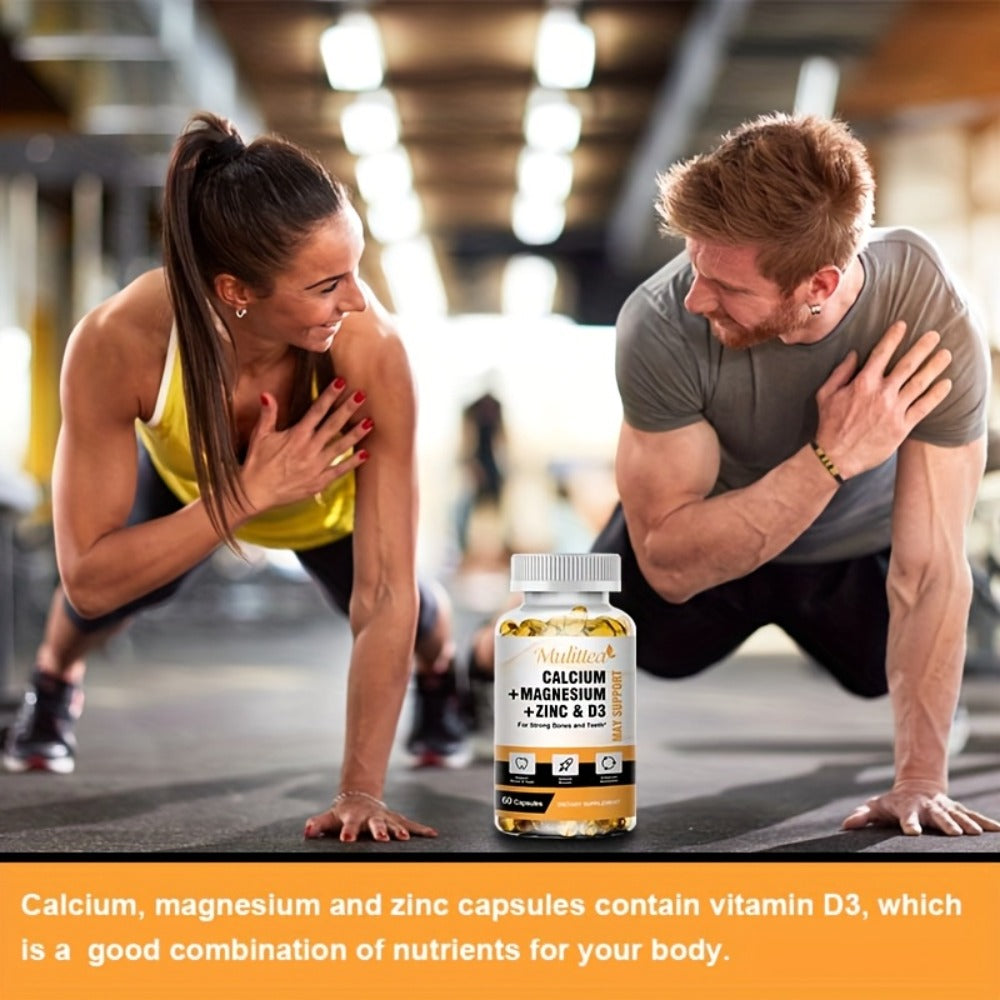 (2pcs) Mulittea Calcium Magnesium Zinc And Vitamin D3 Capsules, 120 Capsules