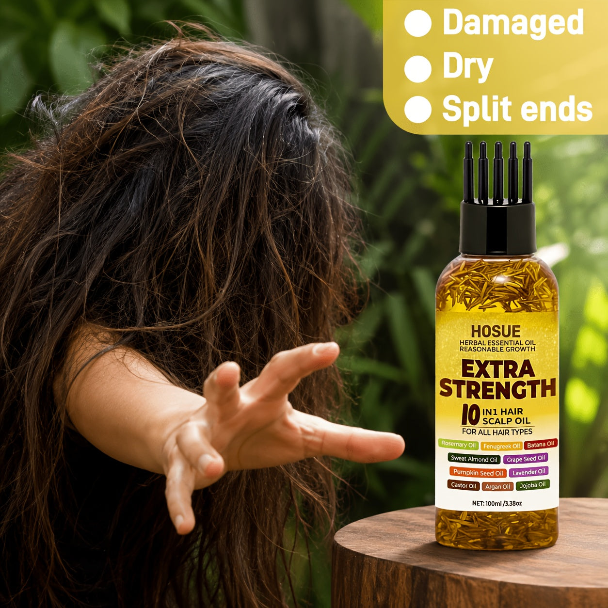 3.38oz Botanical Hair Oil, 10-In-1 Herbal Hair Essential Oils, Contains Batana Oil, Rosemary, Fenugreek, Pumpkin Seed Oil, for All Damaged Hair And Scalp Types, Multi-Effect Nourishment, Enhance Shine & Strengthen Hair | Father'S Day Gift