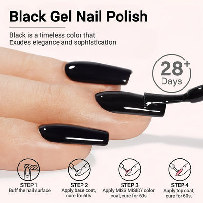 Black Gel Nail Polish 16ml — Special Deep Black Soak Off LED/UV Gel Polish for Nail Art, Semi-Permanent Long-Lasting Gel Enamel | Asian-Inspired Collection