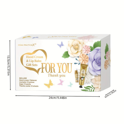 Hand Cream and Lip Balm Gift Set - Shea Butter Moisturizing Skincare Bundle for Dry Cracked Skin, Natural Body Care Kit for Women