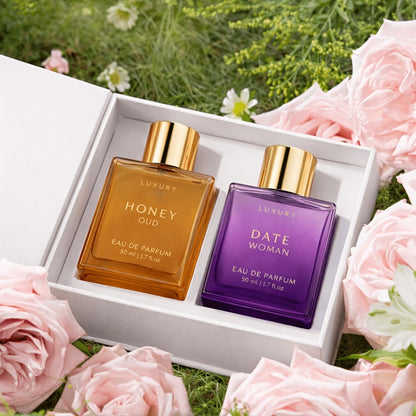 Arabian Oud Perfume Set Honey Oud & Date EDP 50ml Long Lasting Warm Amber Woody Oriental Fragrance for Women Men Unisex Gift