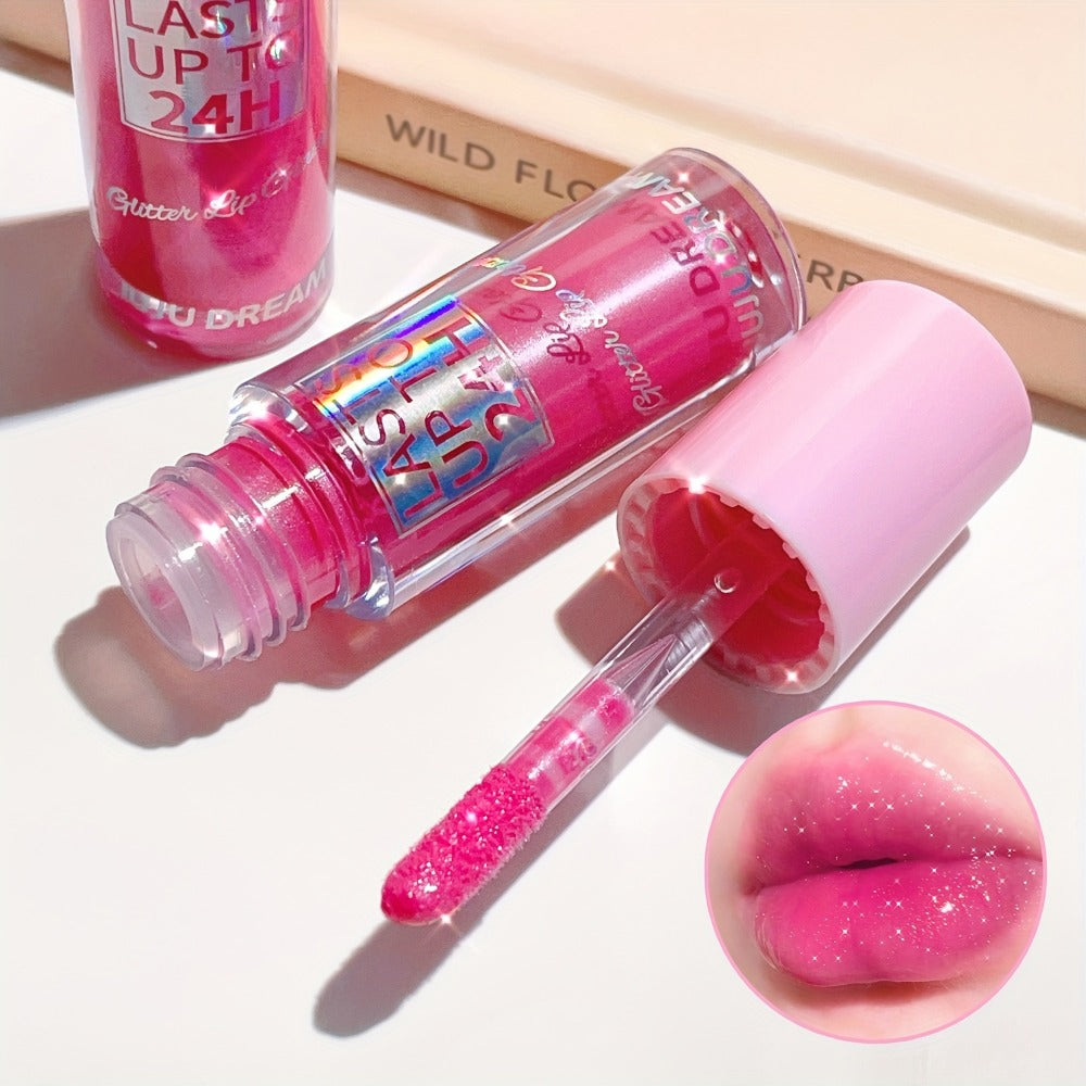 Lip Gloss & Lip Stain Set — Waterproof 24H Long-Lasting, Glitter Shine, Moisturizing Lip Oil, Berry Coral Pink Red Shades, High-Impact Color for Festivals & Everyday Glam