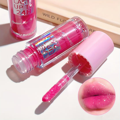 Lip Gloss & Lip Stain Set — Waterproof 24H Long-Lasting, Glitter Shine, Moisturizing Lip Oil, Berry Coral Pink Red Shades, High-Impact Color for Festivals & Everyday Glam