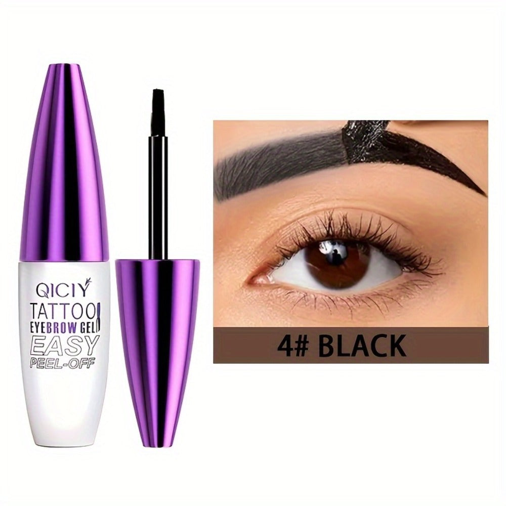 Tattoo Eyebrow Gel 4-Pack Semi-Permanent — Waterproof Long-Lasting Eyebrow Tint Cream with Plant-Based Squalane, Easy Peel-Off, 4 Shades All Skin Types