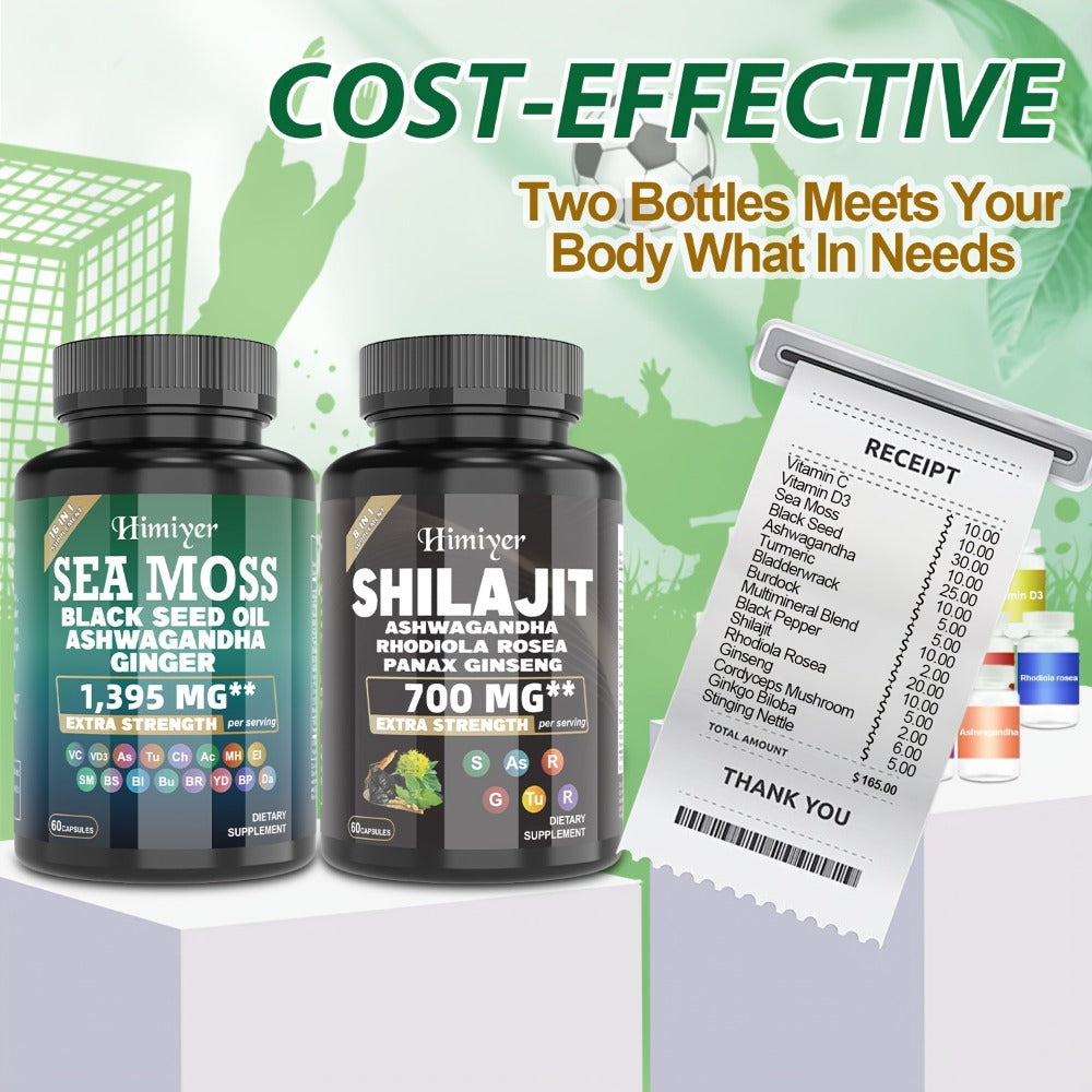 2|6pcs=Buy 2 Get 1 Free, Sports Nutrition Bundle Set, Seamoss Southern Drunk Nightonnax Capsules And Shilaijit Capsules Double Power Bundle, Super Golden Combination, Sports Nutrition, Support, Bone Support, Relaxation, Focus