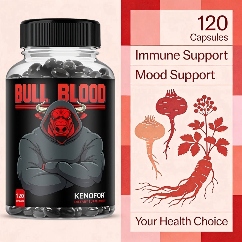 Bovine Blood Capsules - Premium Dietary Supplement - Contains Ingredients Such As Maca Root And Saw Palmetto Berries - Supports Overall Health And Daily Vitality - 120 Capsules