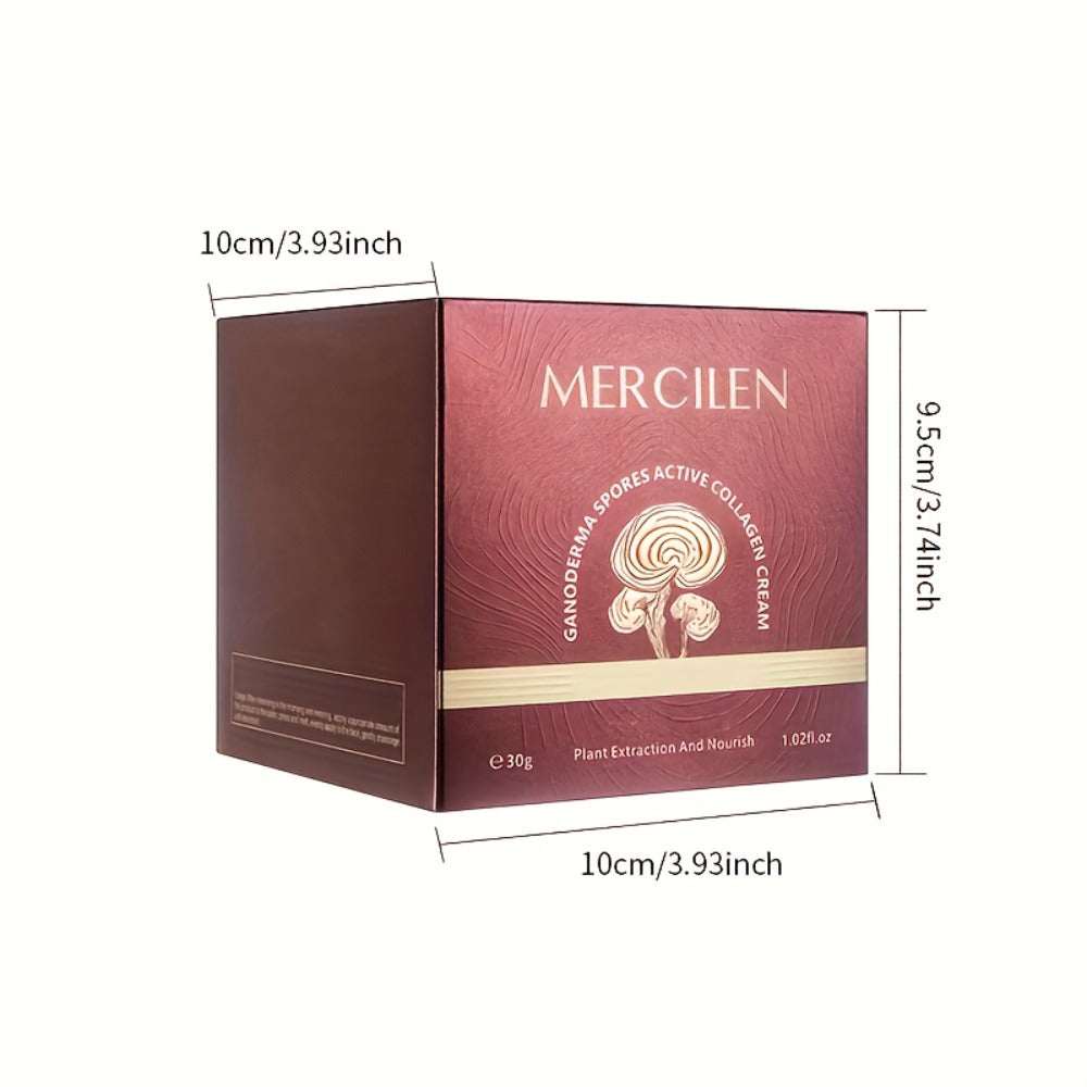 MERCILEN GANODERMASPORES COLLAGEN CREAM with Hyaluronic Acid & Ganoderma Lucidum Extract - Alcohol-Free, Non-Greasy Moisturizing Face Cream for All Light Beige Types, Including Sensitive & Dry Light Beige - Youthful Contour, Soft & Smooth Light