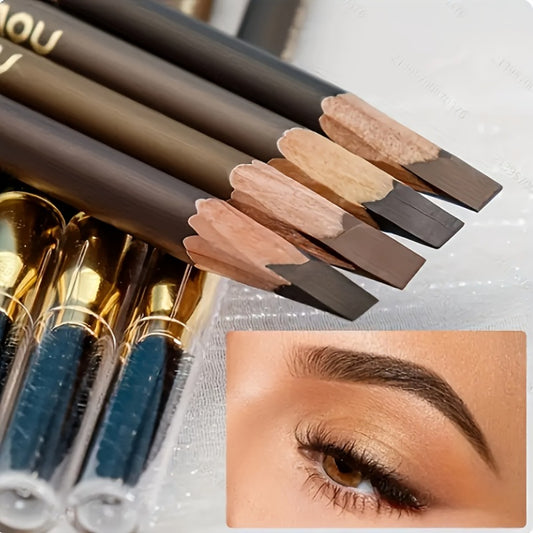 [Waterproof Eyebrow Pencil] 4pcs Ultimate Waterproof Eyebrow Pencil - Smudge-Proof, Long-Lasting Formula With Sulfate-Free Double-Head Design, Including A Built-In Brush For Flawless, Natural Look - Perfect For All Skin Types