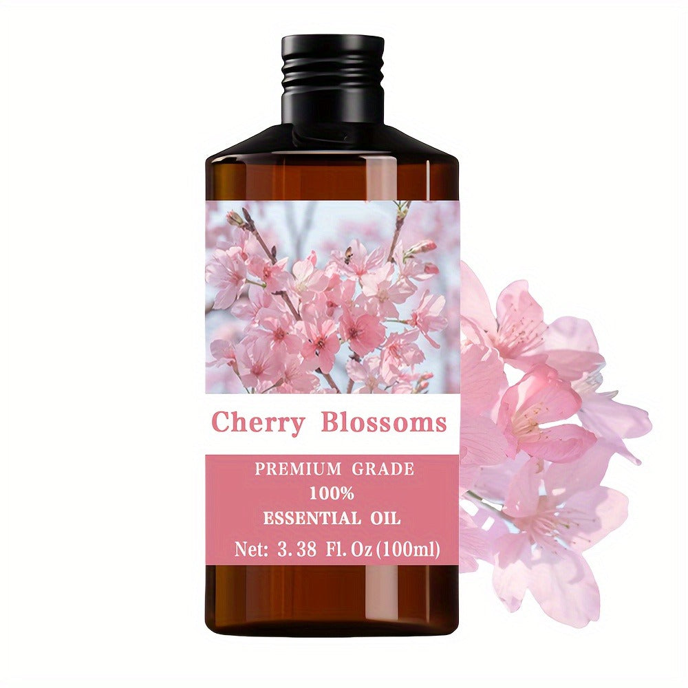 Premium Cherry Blossoms Essential Oil, 100% Pure Care Grade, Moisturizing Oil for Skin, Hair And Nail Care, Massage - for Men And Women, Meditation, 3.38Fl.Oz, Skin Care Essential Gift, Perfect Christmas Gift