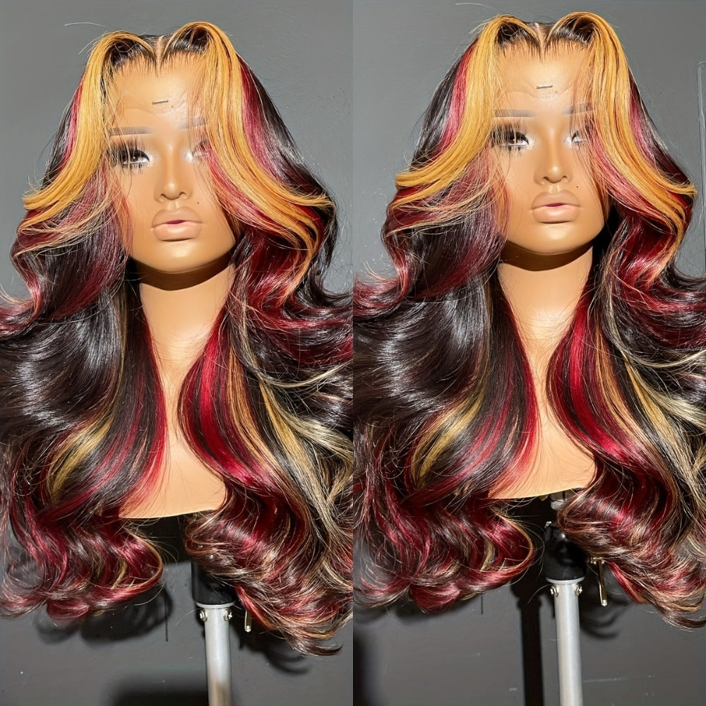 Lace Front Wig 13x4 HD Body Wave 28 Inch 180% Density Highlight Color Glueless Pre-Plucked Natural Hairline Transparent Lace Wig for Women All Skin Tones