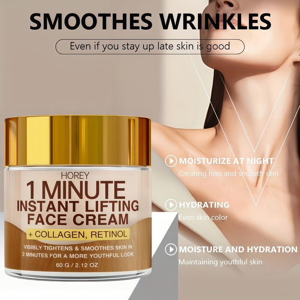 Instant Firming Lift Cream Provides Deep Hydration That Smooths Out Dry Fine Lines, Enhances Radiance And Elasticity, And Effectively Signs of Aging And Sagging for a Youthful Appearance. It Is Formulated with Retinol And Collagen
