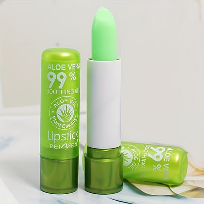 Aloe Vera Color Changing Lip Balm 6 Pack — Green to Pink Magic Lipstick, Temperature-Sensitive Moisturizing Formula, Long-Lasting Hydration, Natural Tint for Women