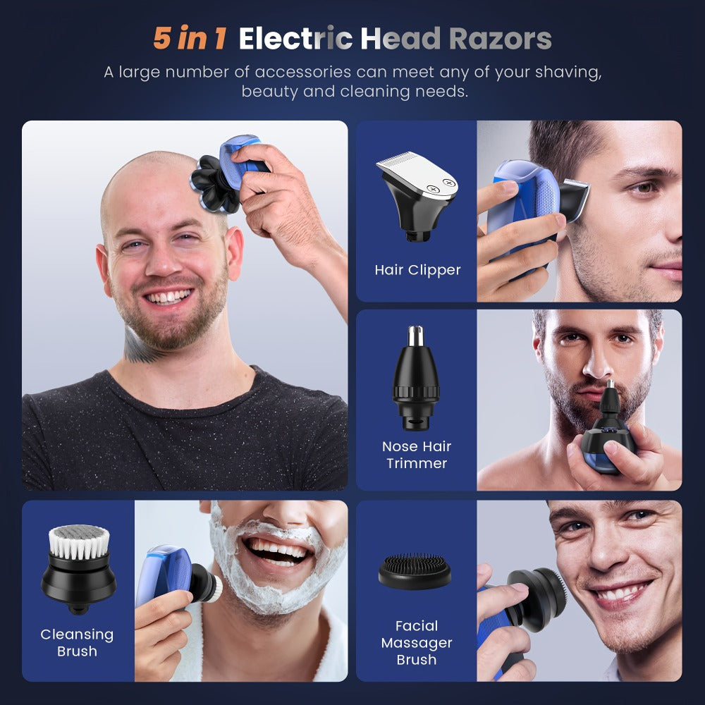 Sejoy 7D Electric Shaver For Bald Men, Upgraded 7 Floating Head, With Nose Hair Trimmer, Facial Cleaning Brush1.5H Fast Charging Travel Lock, Best Gift