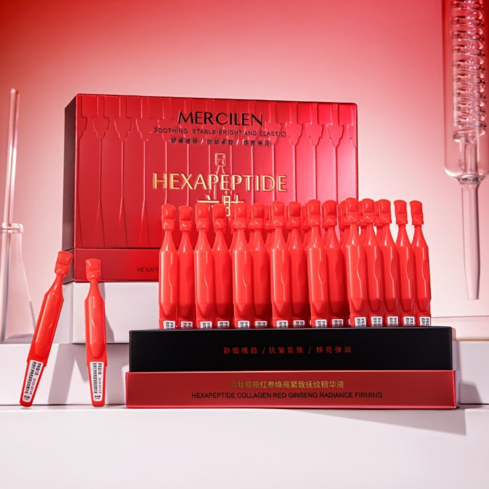 Mercilen 6-Peptide Collagen Red Ginseng Serum*30, Contains Hyaluronic Acid, Ceramide, Plant Squalane to Moisturize And Brighten Light Beige, Makes Light Beige Look YoungerTravel Portable Packaging,, Facial Hydration, Fastabsorbing Formula, Nongreasy Textu