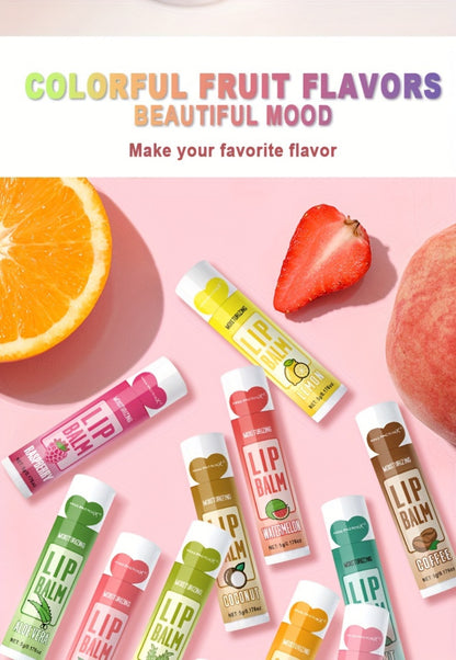 Lip Balm Set 12 Pieces - Fruity Scent Hydrating Lip Butter, Hypoallergenic Glycerin Formula, Glossy Finish for All Skin Types, Unisex Valentine Gift for Women
