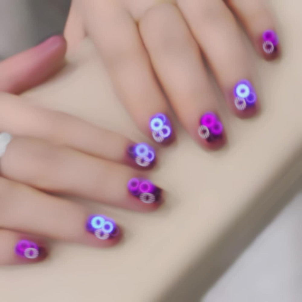 Cat Eye Gel Nail Polish Set 4pcs Super Bright Purple Iridescent Glass Bead Effect UV LED Soak Off Gel Polish Nine Purple Fire Series Nail Art Kit for Women Salon Home Manicure Aurora Shimmer