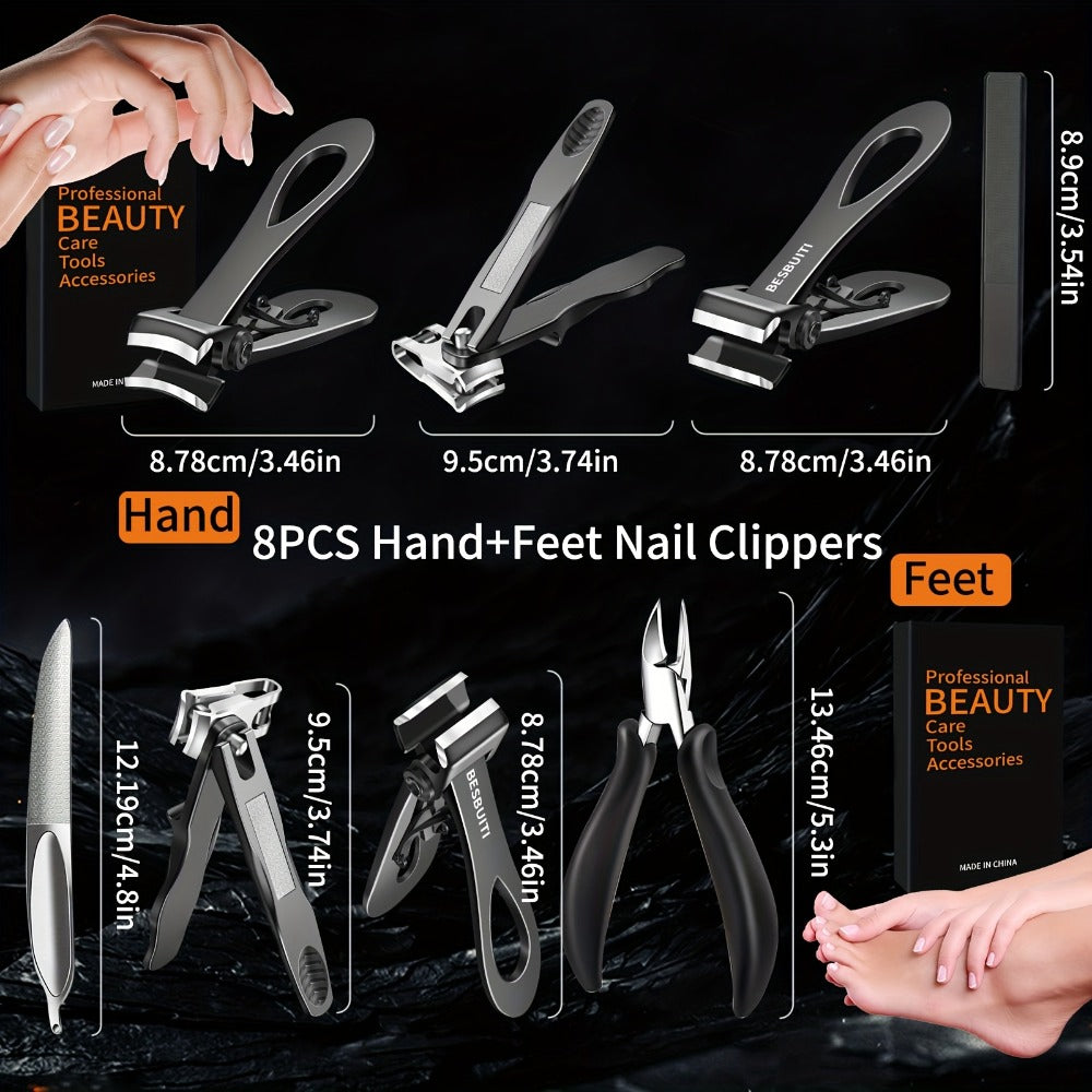 Set of Nail Clippers, Designed for Seniors with Thick Toenails, Featuring Clippers for Thick Nails, a Wide Jaw Straight Nail Clipper, a Heavy-Duty Ingrown Toenail Clipper, an Angled Nail Clipper, And a Nail File, Suitable for Both Men And Women