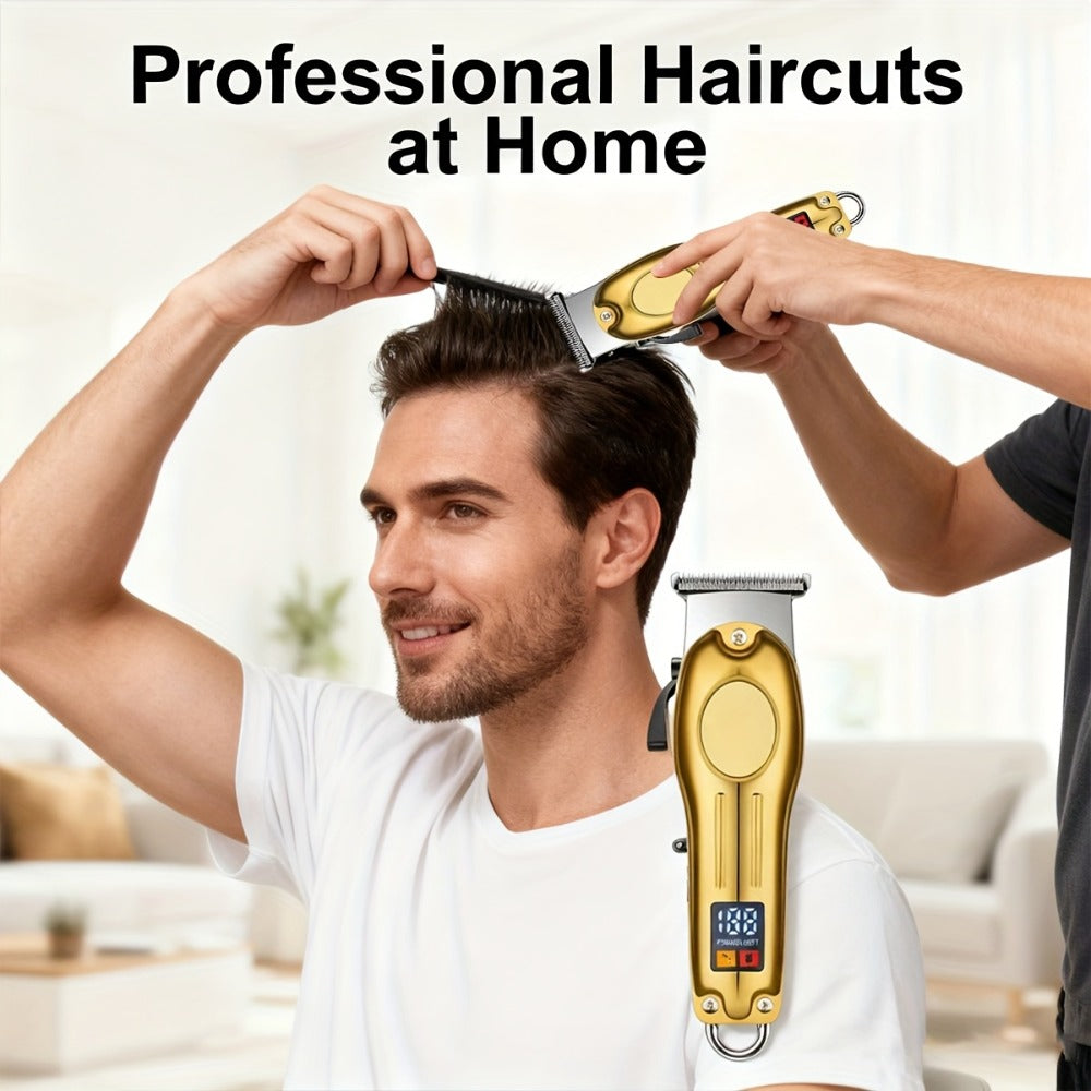Cordless Hair Clipper Set for Men & Women — Professional Wireless Barber Clippers, T-Blade Trimmer, Powerful Motor, Steel Blades, Adjustable Taper Lever, LED Screen, Rechargeable, Home & Travel Grooming