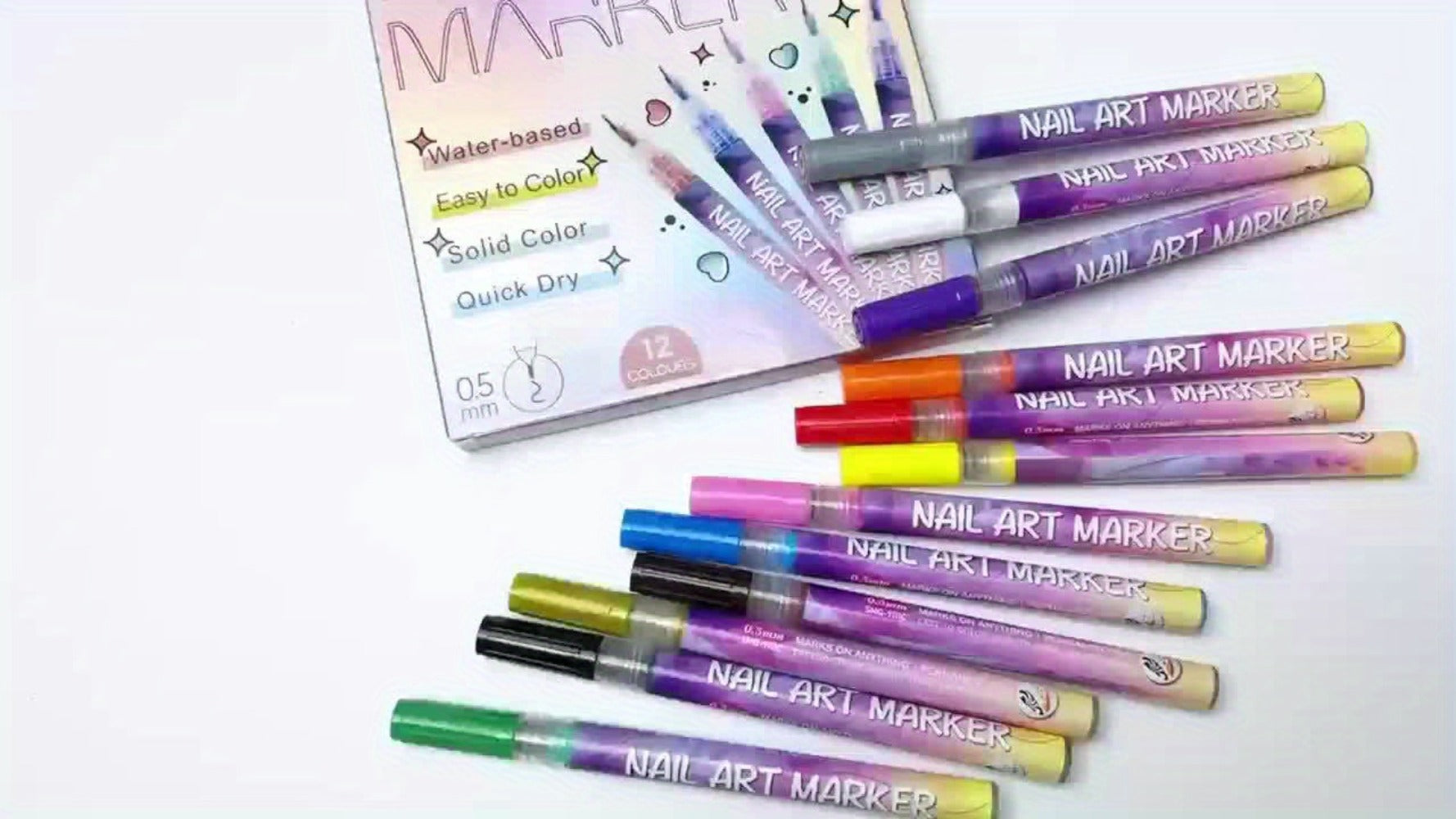 1 Set Nail Art Pen, 12 Color Nail Art Pen, Nail Art Pen DIY, Quick Drying Point Pencil, Precision 3D Graffiti Nail Art Pen, Suitable for, Family And Salon DIY, for Valentine's Day/New Year/party/graduation Gifts, School Supplies, Back to School.