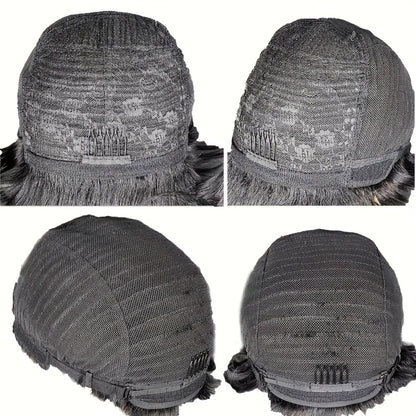 Pixie Cut Human Hair Wig with Bangs 8 Inch 200% Density Glueless Side Part Layered Straight Rose Net Cap Throw On and Go Women #1 #4 #99J Daily Party