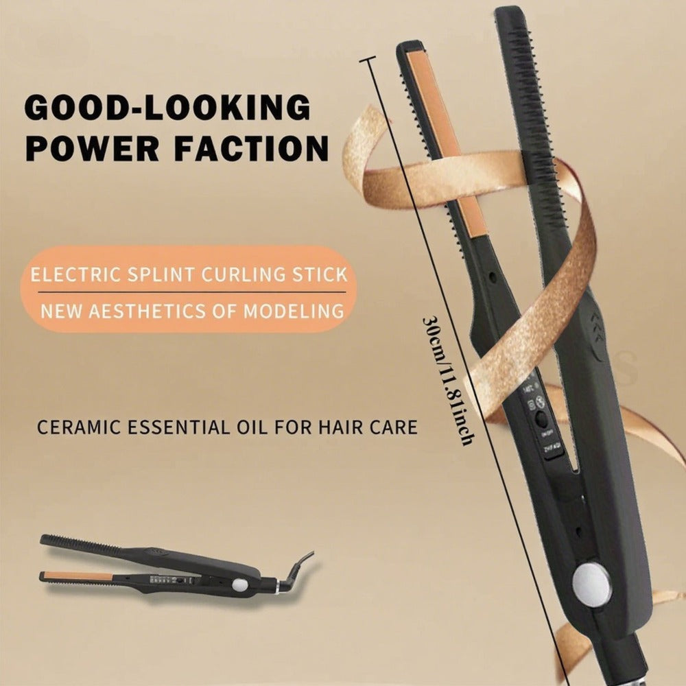 2-In-1 Hair Straightener, Ceramic Curling Iron with Adjustable Temperature, Portable Hair Straightener for Short Hair And Beard, Ultra-Fine Styling Tool