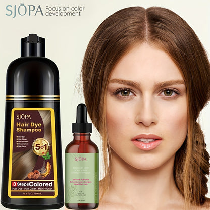 Hair Dye Kit – 3-in-1 Hair Dyeing Shampoo with Rosemary Oil & Squalane, Natural Plant-Based Formula, Gentle on Skin, Fast Color, Multi-Shade Home Hair Color Set