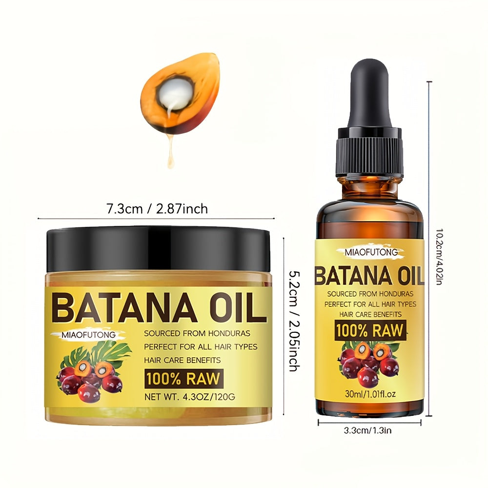 2pcs Batana Oil And Batana Essential Oil, Natural Honduran Hair Care Oil, Soft And Moisturizing Hair Care, Increase Hair Shine, Suitable for Dry And Damaged Hair, Make Hair Healthier, More Refreshed And Stronger