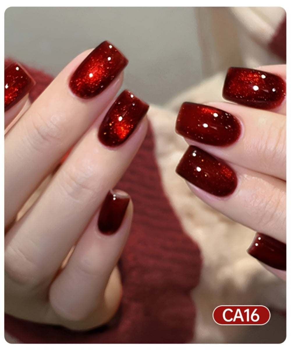 1 UR SUGAR Magnetic Gel Nail Polish - Quick-Dry Soak Off Cat Eye Magnetic Formula Suitable for /LED, Magnetic Stick Compatible Gel Polish - Professional & for Nail Art, Fall Winter Plum & Bordeaux Hues