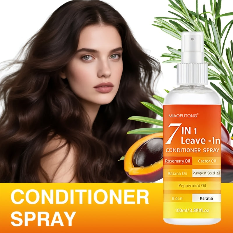 7-in-1 Hair Care Spray - More Versatile Than Conditioner! Multi-effect Essence Spray, Lasting Hold, Floral Scent, Boosts Confidence, Daily Essential, Tackles Frizz, Dryness, And Flatness, Easily Creates Shiny Hair!