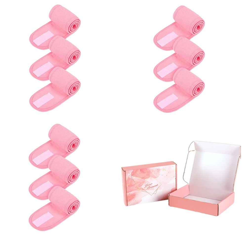 9pcs 2025 Women'S Spa Facial Headband Set Color Solid Color Adjustable Face Wash Headband Flannel Skincare Headband Makeup Headband for Face Wash, Shower, Yoga