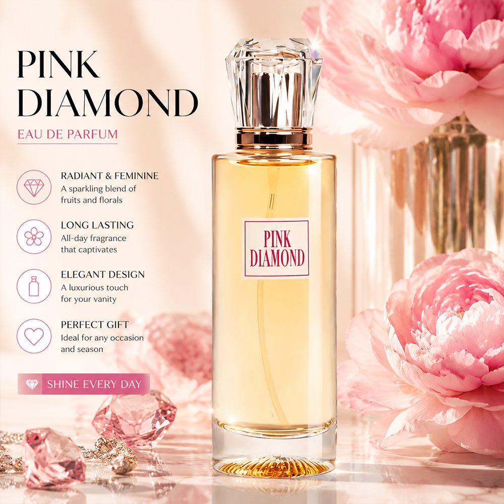 3.4oz PINK DIAMOND Lady's Eau De Parfuma Spray - Long-Lasting - with Aldehyde, Lily, Orange Flavor, Perfect for Daily Wear and Special Occasions