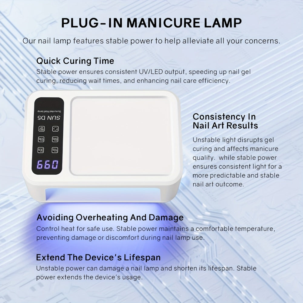 LED Nail Lamp for Two Hands, Not Rechargeable Gel Lamp Professional Nail Light Dryer with Removable Plate 2in 1 Blue & Red Light 4 Timers Auto Sensor Fast for Home & Salon DIY Manicure