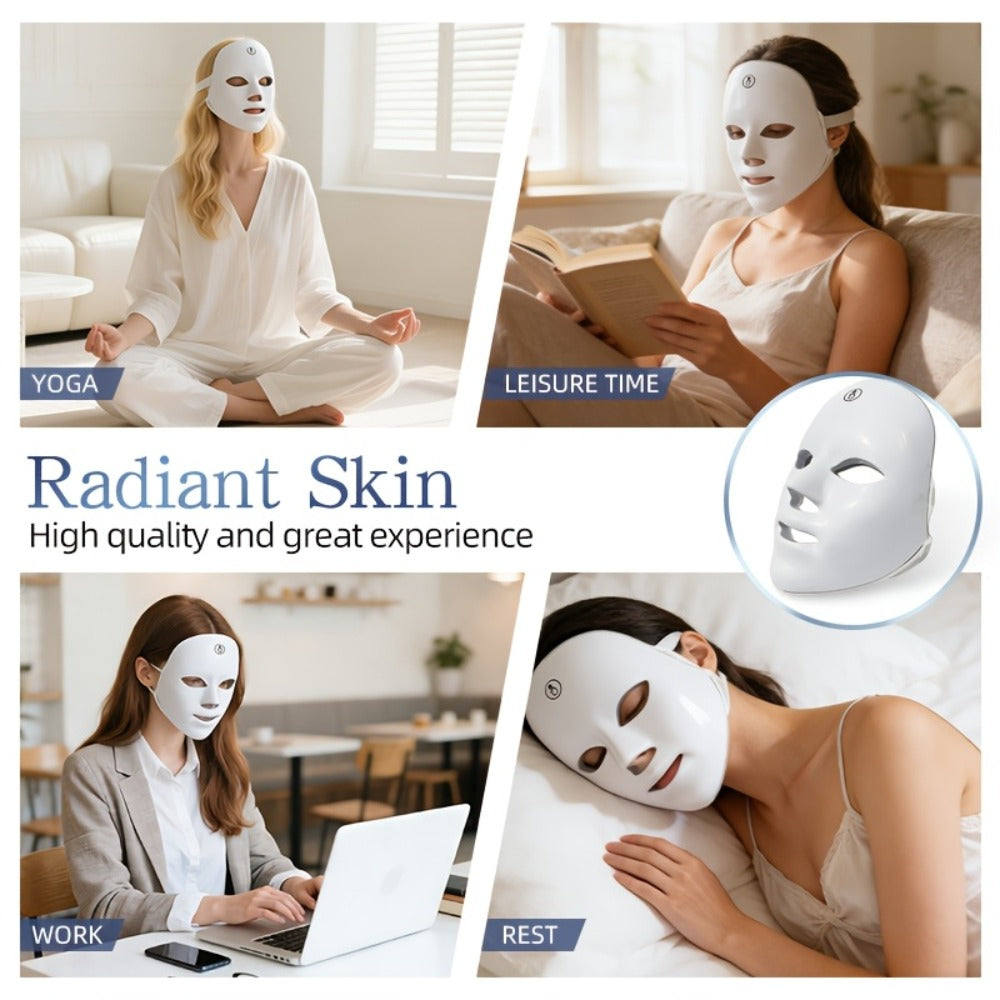 Ideal Holiday Gift, 7-Color LED Light Skincare Device, Multifunctional Home Beauty Tool, Facial Available, Ideal For Personal Care And As A Gift For Mother'S Day Or Girlfriend