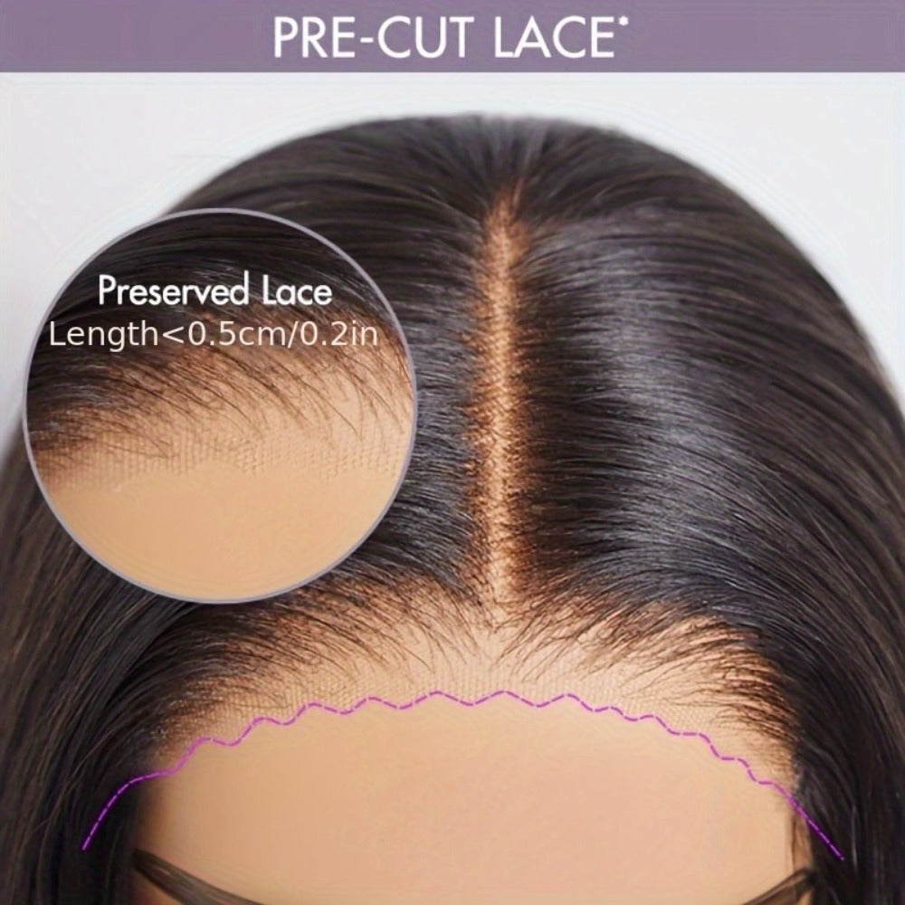 4x4 Lace Closure Wig Human Hair Straight Glueless Pre-Plucked Natural Hairline Black Straight Wig 12-28 Inch Women No Glue Easy Wear Versatile Parting