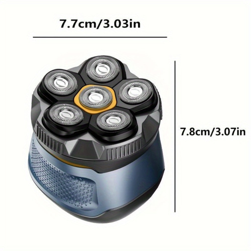 Magnetic 6D Rotary Shaver | Rechargeable Clipper for Bald Heads, Facial Beard Trimmer, IPX7 Waterproof, Quiet Motor, Magnetic Blade Hair Clipper Set | Ideal Gift for Boyfriend, Father's Day Gift