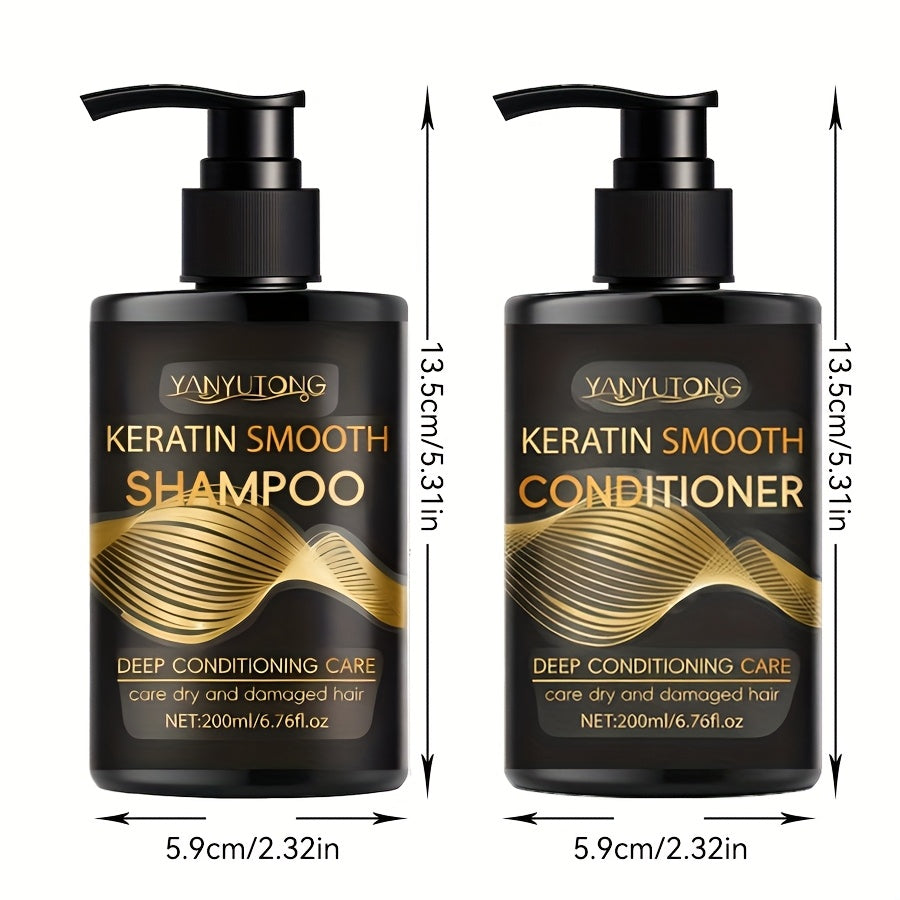 400mlKeratin Hair Care Set/ 200mlShampoo/ 200mlconditioner, Moisturizes Hair And Scalp, Breaks And Splits-professional, for Dyeing Hair And Heat Damage, Home Hair Care, to Create Hair Without Rashness Y-suitable for All Hair Qualities, Hallowee