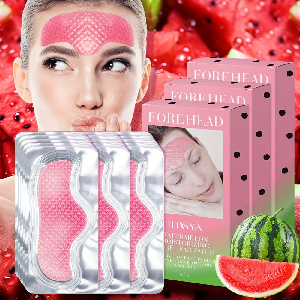 ILISYA 3 Boxes Watermelon Forehead Patches, Containing Caffeine, Collagen and Niacinamide, Variety of Plant Extracts, Moisturizing and Nourishing, Ultra-hydrating, Help Skin Looks More Tender, Daily Facial Skin Care