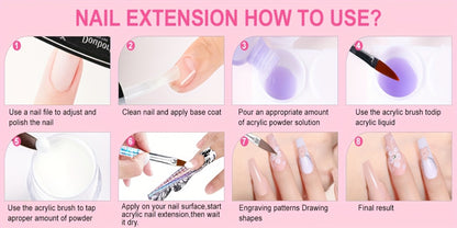 Acrylic Nail Kit Complete with Drill Light Colored Acrylic Powders and All Tools for Beginners Beautiful Nail Designs Professional Starter Set