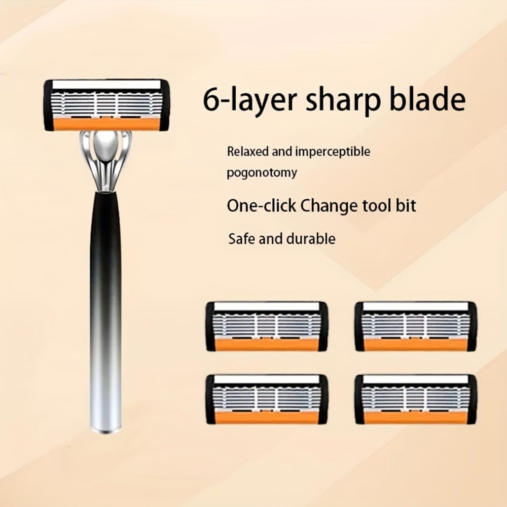 This Luxurious And High-quality Men's Razor Features 2 Comfortable And Anti-slip Handles, 24 Ultra-sharp And Replaceable Stainless Steel Blades, And An Extremely Smooth And Painless Shave. It Is An Indispensable Shaving Accessory for Men