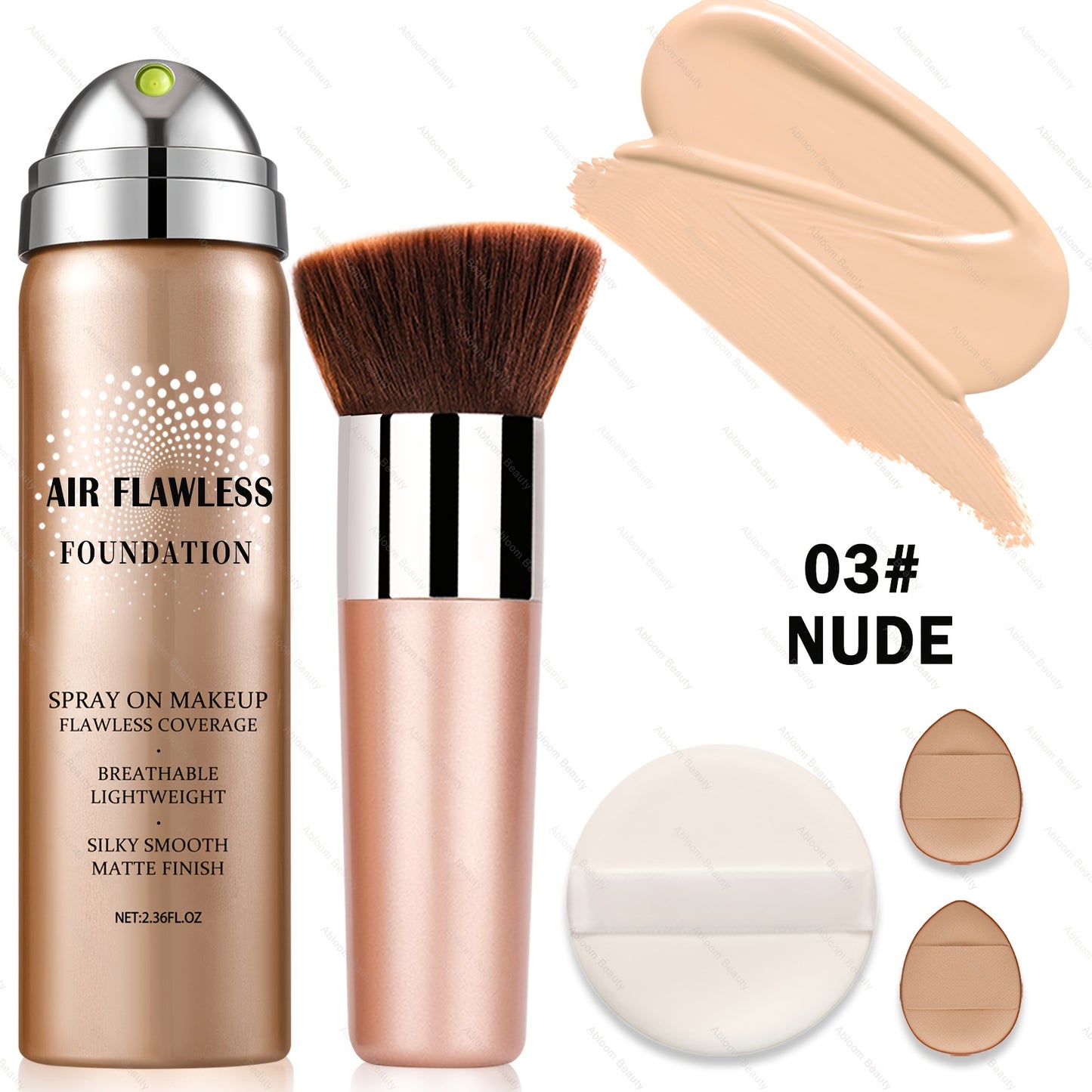 Liquid Foundation Spray - Silky Mist Magic Minerals Formula, Flawless Full Coverage Setting Spray Foundation for Mature & All Skin Types | 8 Shades from Natural to Tan | Lightweight Matte Finish