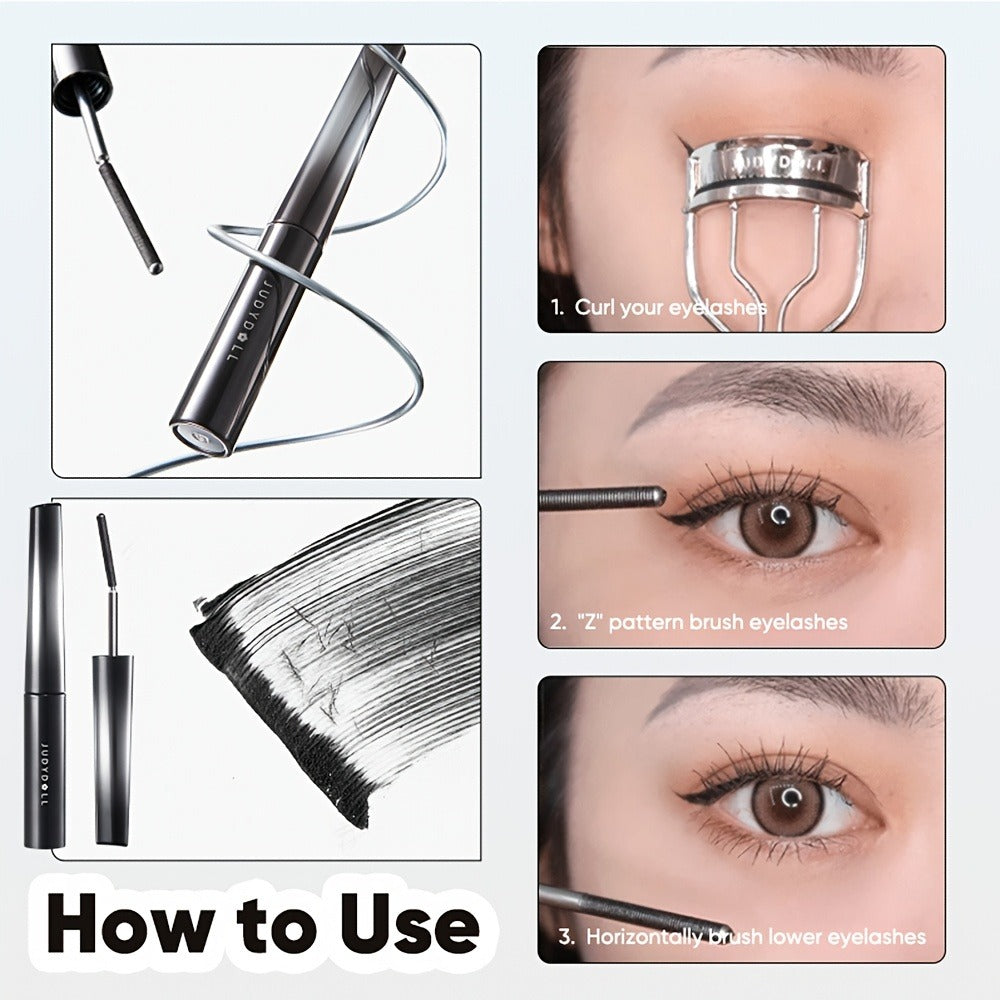 3D Curling Mascara — Volumizing, Waterproof & Smudge-Proof Eyelash Wand, Long-Lasting Nourishing Formula, Suitable for All Eye Types, Korean Makeup Style, Black & Brown, Curling & Precision Design