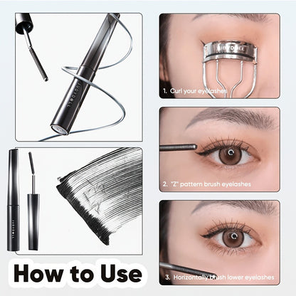 3D Curling Mascara — Volumizing, Waterproof & Smudge-Proof Eyelash Wand, Long-Lasting Nourishing Formula, Suitable for All Eye Types, Korean Makeup Style, Black & Brown, Curling & Precision Design