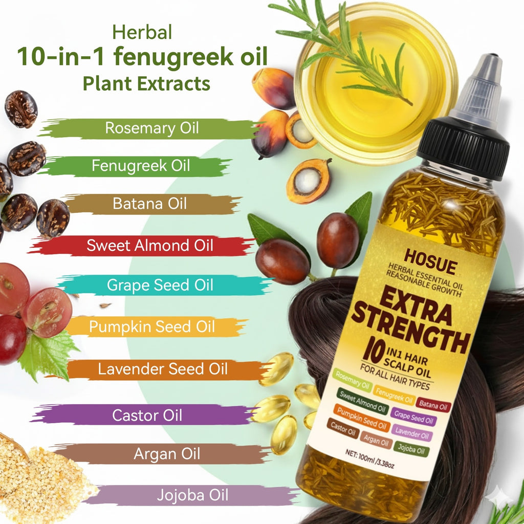 3.38oz Botanical Hair Oil, 10-In-1 Herbal Hair Essential Oils, Contains Batana Oil, Rosemary, Fenugreek, Pumpkin Seed Oil, for All Damaged Hair And Scalp Types, Multi-Effect Nourishment, Enhance Shine & Strengthen Hair | Father'S Day Gift